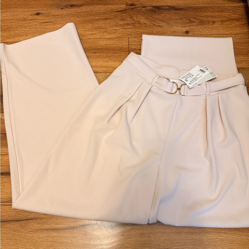 NWT H&M beige flowy dress pants